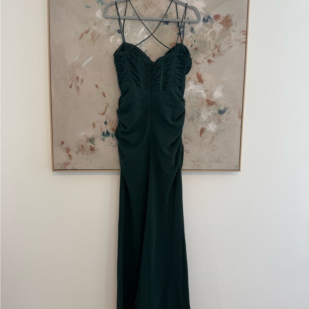 Elegant Forest Green Strappy Maxi Dress